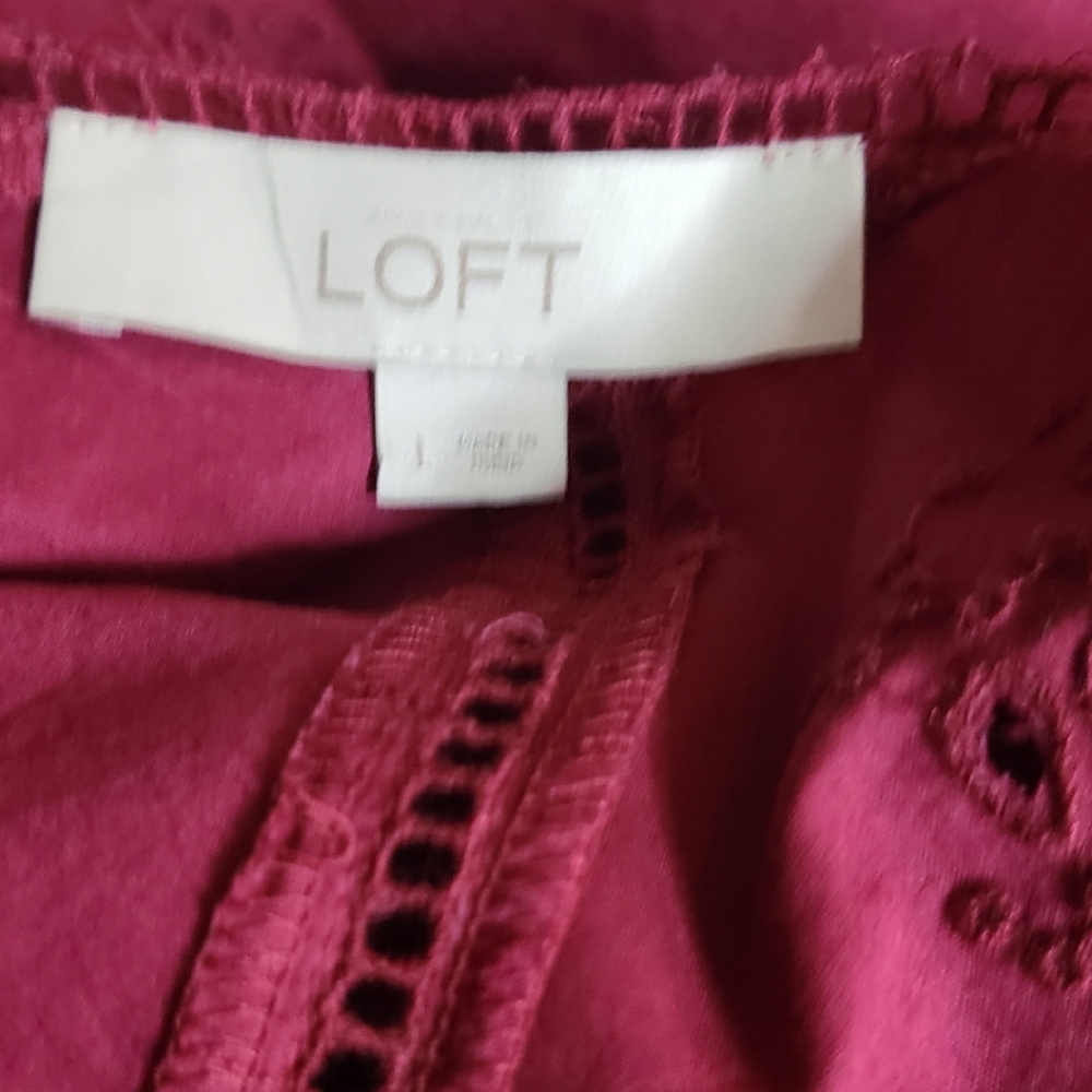 ANN TAYLOR LOFT LIGHT CRANBERRY LACE FRONT DRESS - Picture 4 of 4